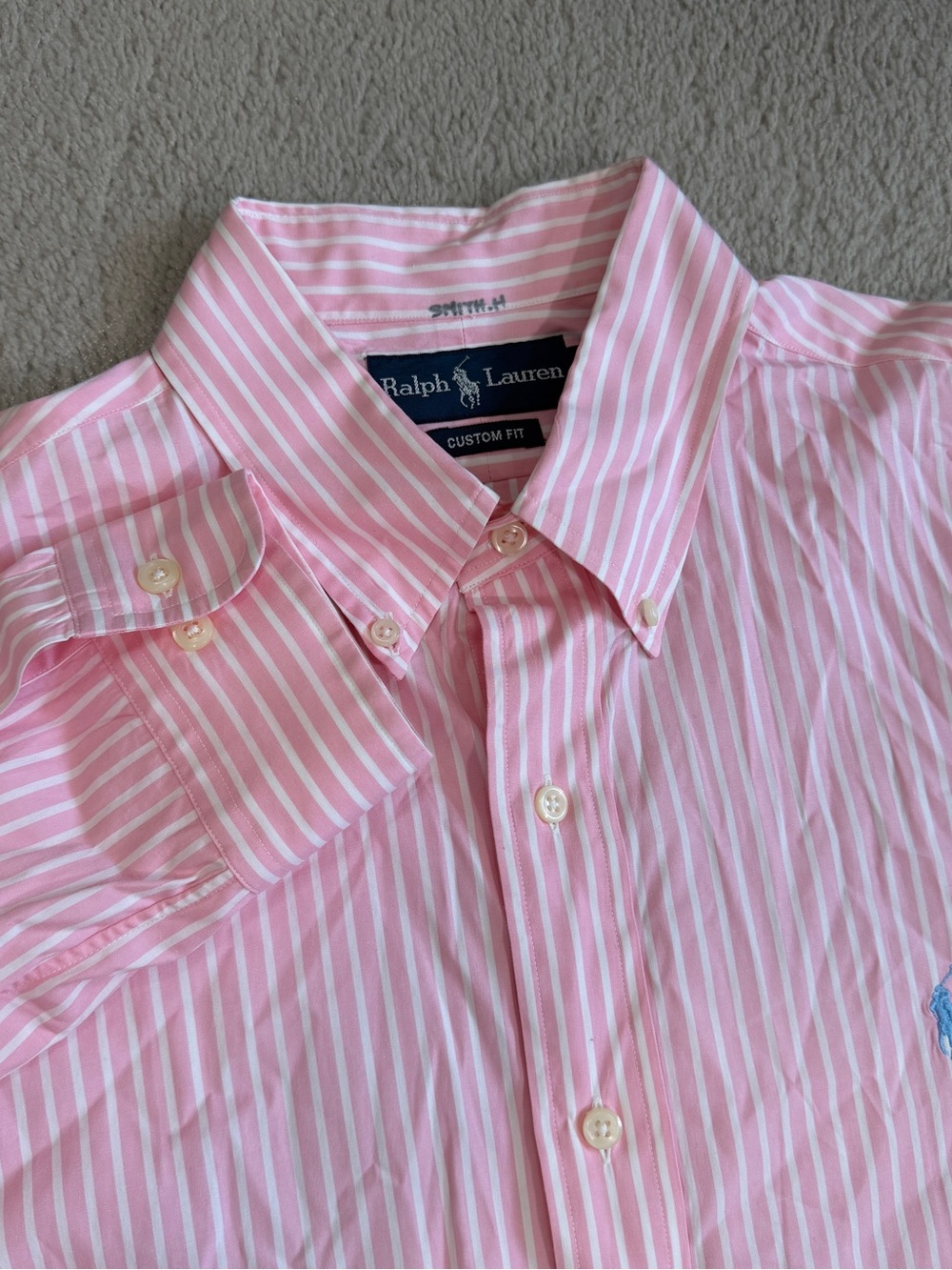 VTG Polo Ralph Lauren Shirt Men’s Large Oxford Custom Fit Preppy 90s stripe Pony